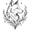 Fox – Mystical nature motif with plants