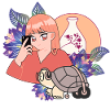 Zen Selfie & Turtle in Wheelchair Art