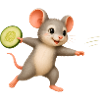 Cheerful Mouse with Cucumber Frisbee