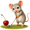 Cute mouse playing golf