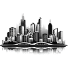 City reflex: skyline and bridge