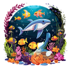 Unterwasser-Delfin im Korallenriff
