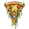 Pizza Demon Face Neon Green