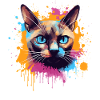 Bunte Splash-Kunst Burmesisches Katzengesicht