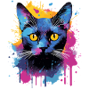 Splash Art Bombay Katzengesicht Bunt
