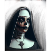 Demonic nun in the fog