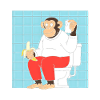 Affe auf Toilette mit Banane