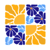 70s Retro Flowers & Sun Design