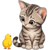 Kitten with chicks