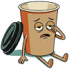 Erschöpfte Kaffeetasse-Figur