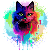 Cat Psychedelic Trippy Paint Splats