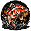 Red White Koi Splash Art Design