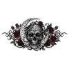 Gothic skull / skull, Moon, Red roses