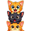 Stacked Happy Kittens Trio