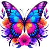 Rainbow Butterfly in Floral Wreath