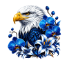 Eagle Portrait with Blue Blossoms