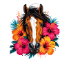 Pferd mit tropischen Blüten
