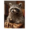 Raccoon playing chess