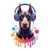 Doberman avec casque