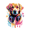 Golden Retriever mit Kopfhörer