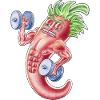 Muscular Chilli Cartoon Pepper Lifting Weights