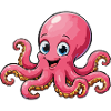 Cuddly Pink Octopus Cartoon