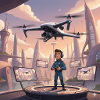 Drone Pilot in Neon Town