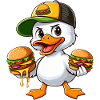 Funny Duck Hamburger Fast Food Drawing