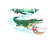 Crocodile Surfeur et Compagnon Chat