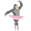 Gorilla in pink tutu dancing