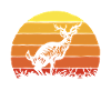 Sunset Deer Silhouette Retro