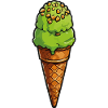 Pistazien Grünes Eis am Waffelcone
