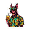 Dobermann Hund Comic Sommer