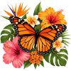 Monarch Butterfly Tropical Blossom