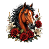 Horse face with rose frame