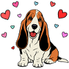 Basset Hound_Hund_sitzendd_Herz_farbig