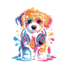 Chiot caniche avec un casque