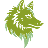 Forest Wolf Silhouette Green Accents