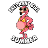 Fille enceinte, été, plage, flamant rose