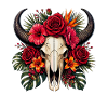 Blumen-Schädel mit Hörnern