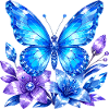Blauer Schmetterling mit Lavendelblüten