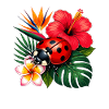 Tropical ladybug in hibiscus
