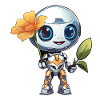 Robot câlin avec une fleur