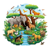 Dschungelpanorama der Tierwelt