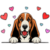 Basset Hound_Hund_mit_Pfoten_Herz_farbig