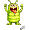Neon monster three eyes cheerful