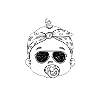 Rebellisches Baby mit dunkler Brille