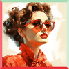 Roter Retro-Look Portrait