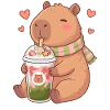 Niedliche Kawaii Capybara trinken Erdbeer-Matcha