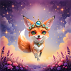 Fox with crown in stellar sunset